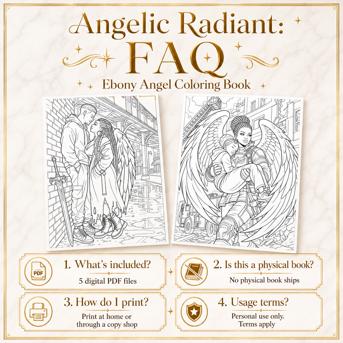 Angelic Radiant: Ebony Angel Coloring Book