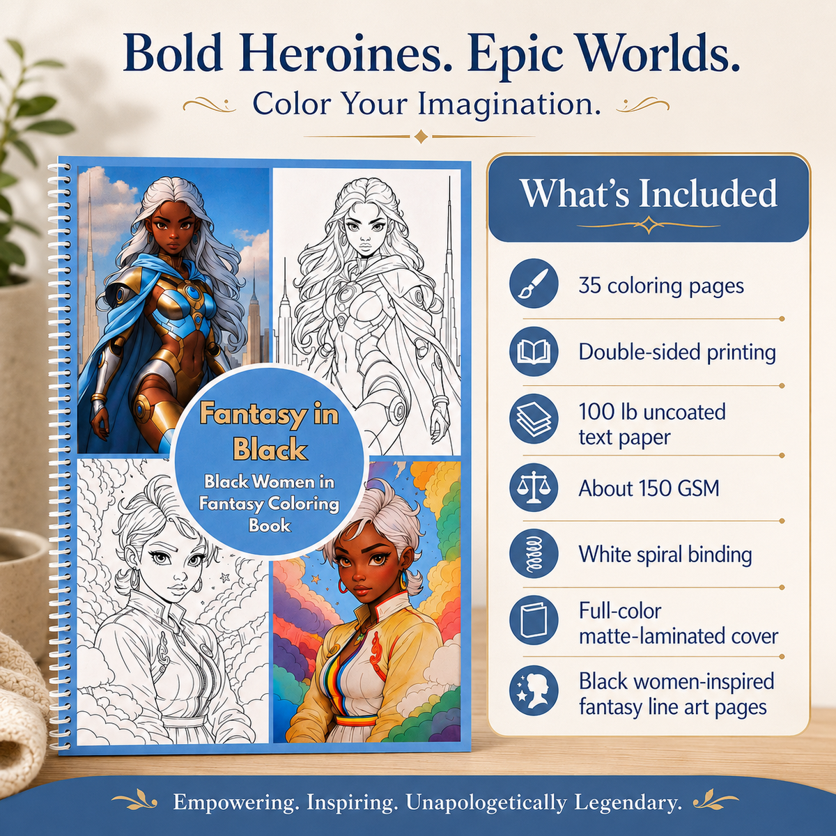 Fantasy In Black: Black Women In Fantasy Coloring Book, image 5
