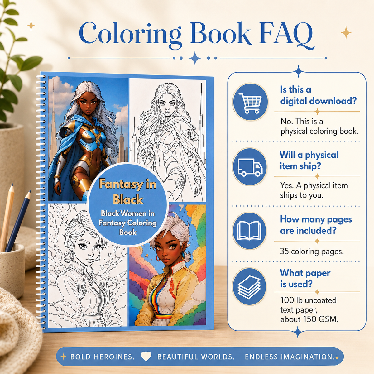 Fantasy In Black: Black Women In Fantasy Coloring Book, image 9