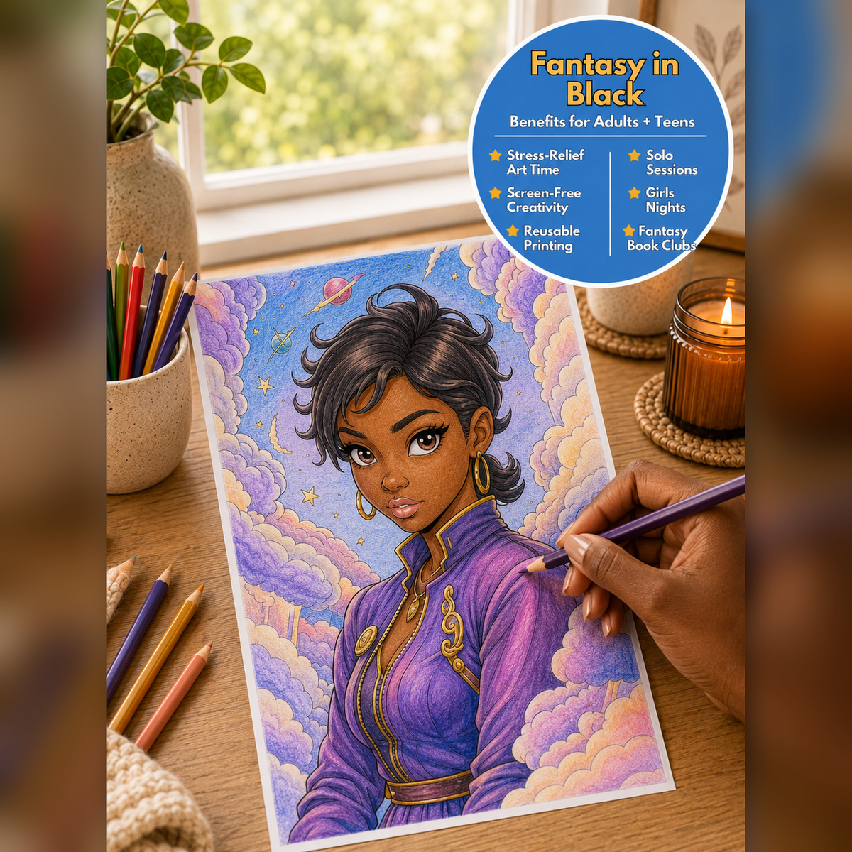 Black Women Coloring Bundle | Egyptian Afrofuturism, Urban Punk Magic, 135 Pages