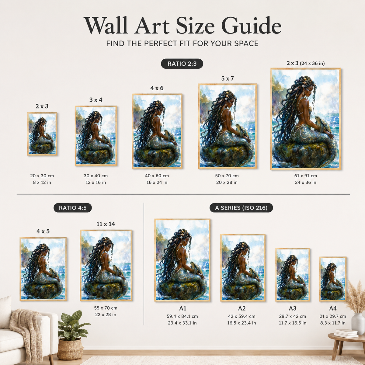 Black Mermaid Wall Art for Coastal Decor, image 4