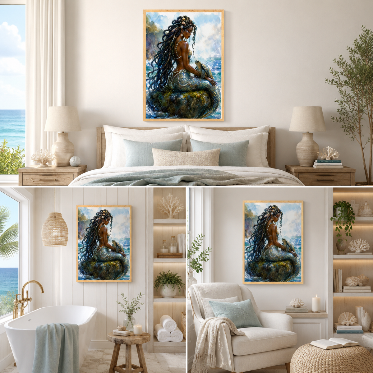 Black Mermaid Wall Art for Coastal Decor, image 6
