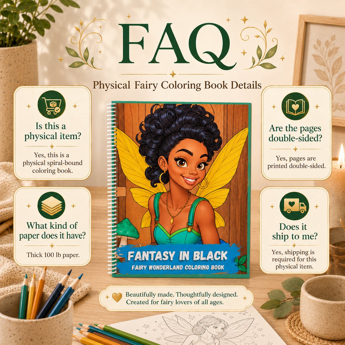 Fantasy In Black: Fairy Wonderland Coloring Book, image 10