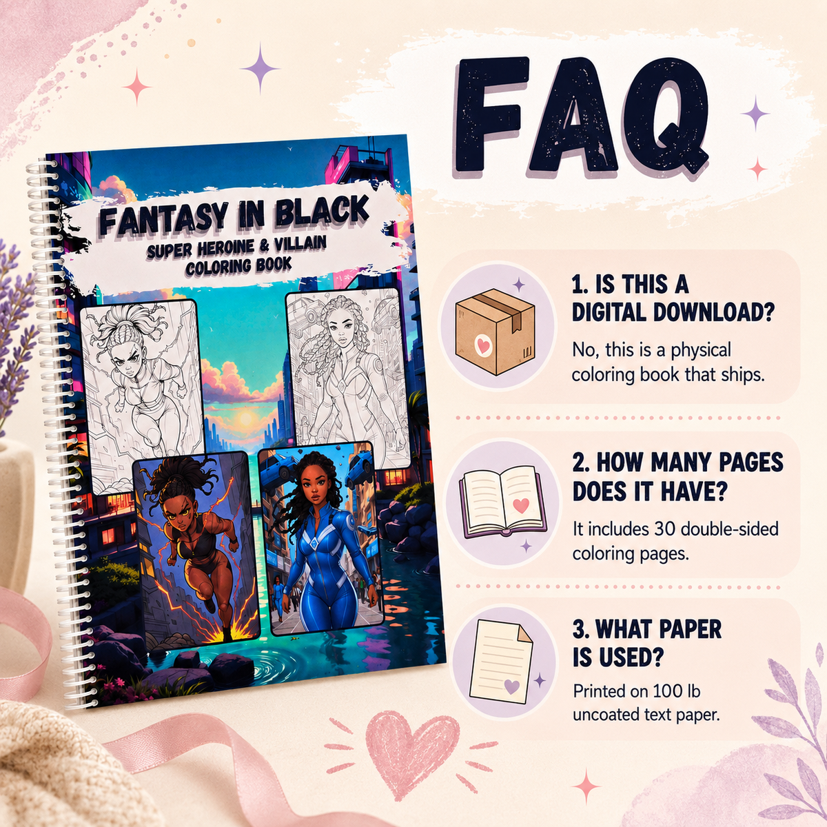 Fantasy In Black: Super Heroines and Villains Coloring Book, image 7