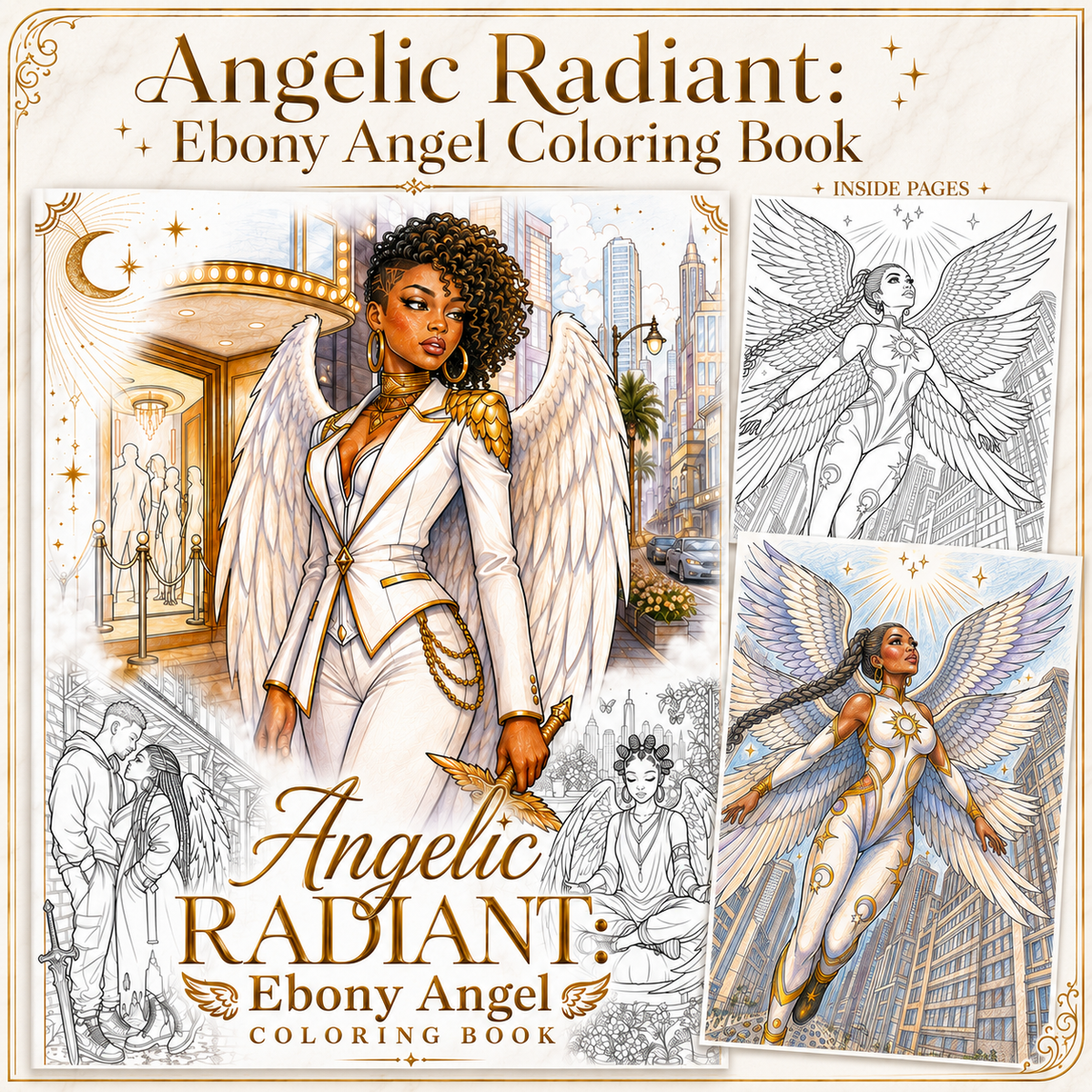 Angelic Radiant: Ebony Angel Coloring Book