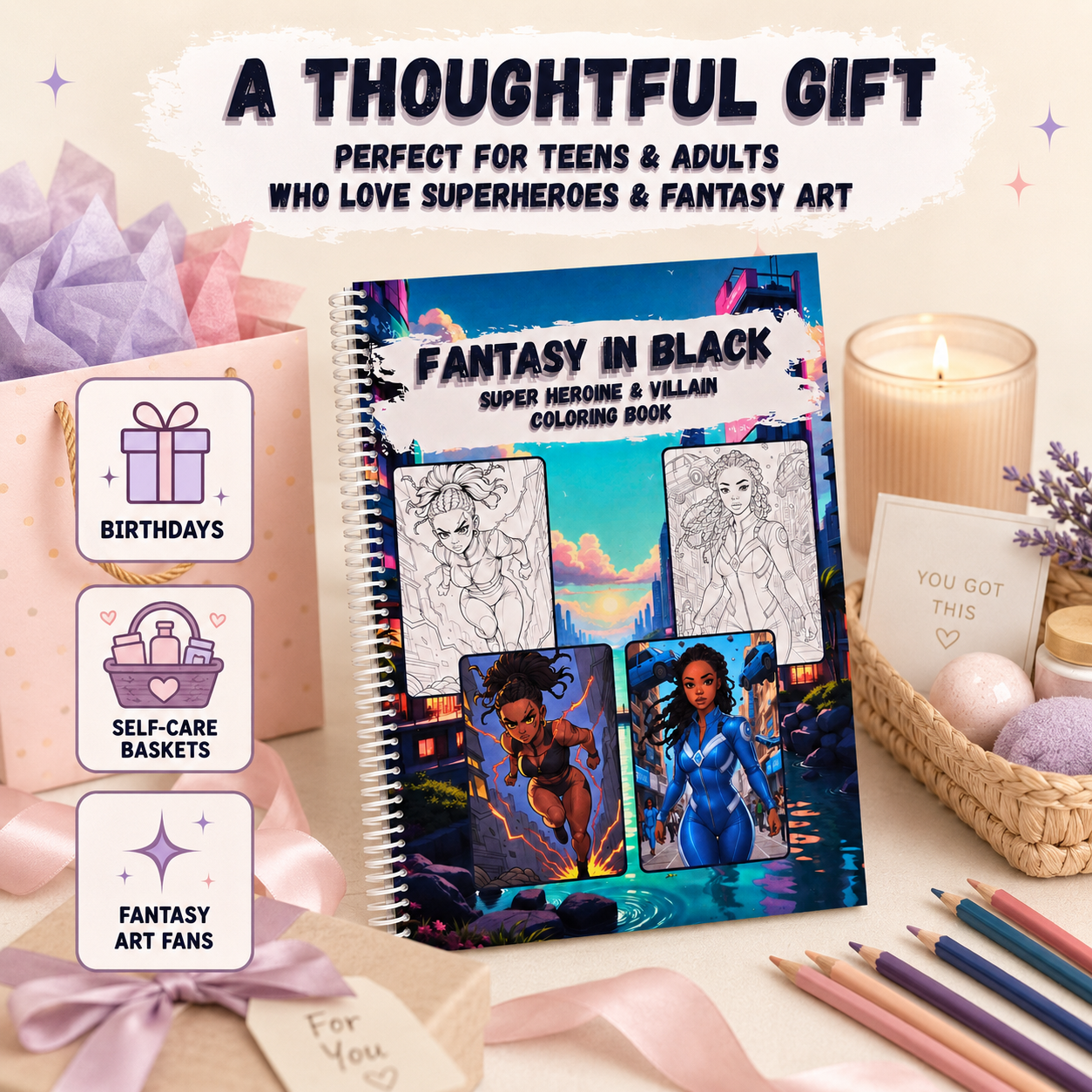 Coloring book styled as a gift