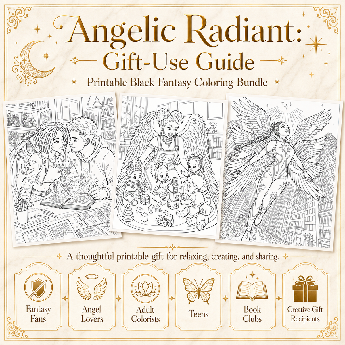 Angelic Radiant: Ebony Angel Coloring Book