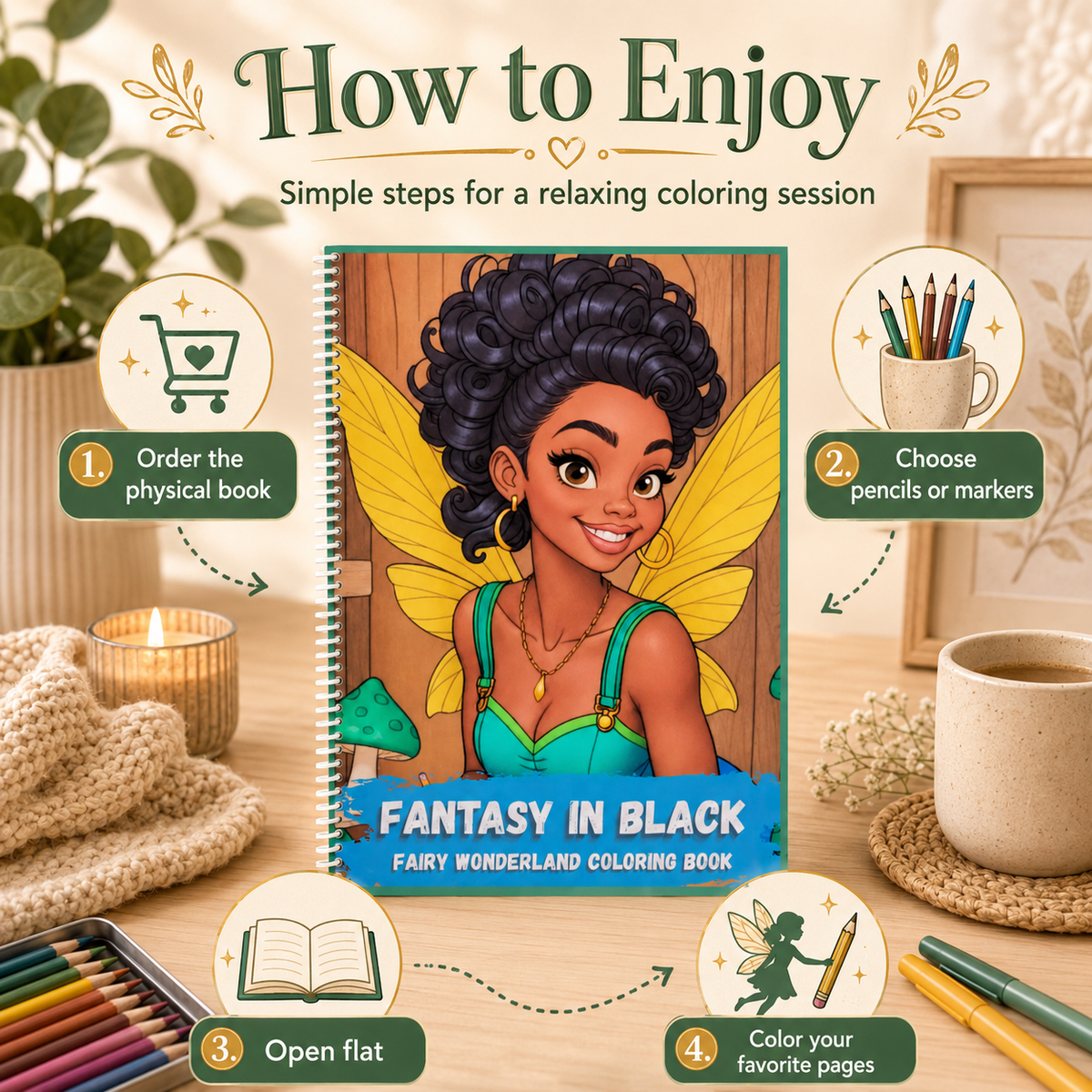 Fantasy In Black: Fairy Wonderland Coloring Book, image 7