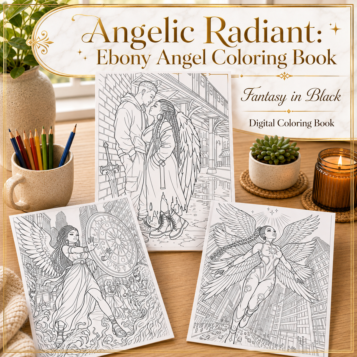 Angelic Radiant: Ebony Angel Coloring Book