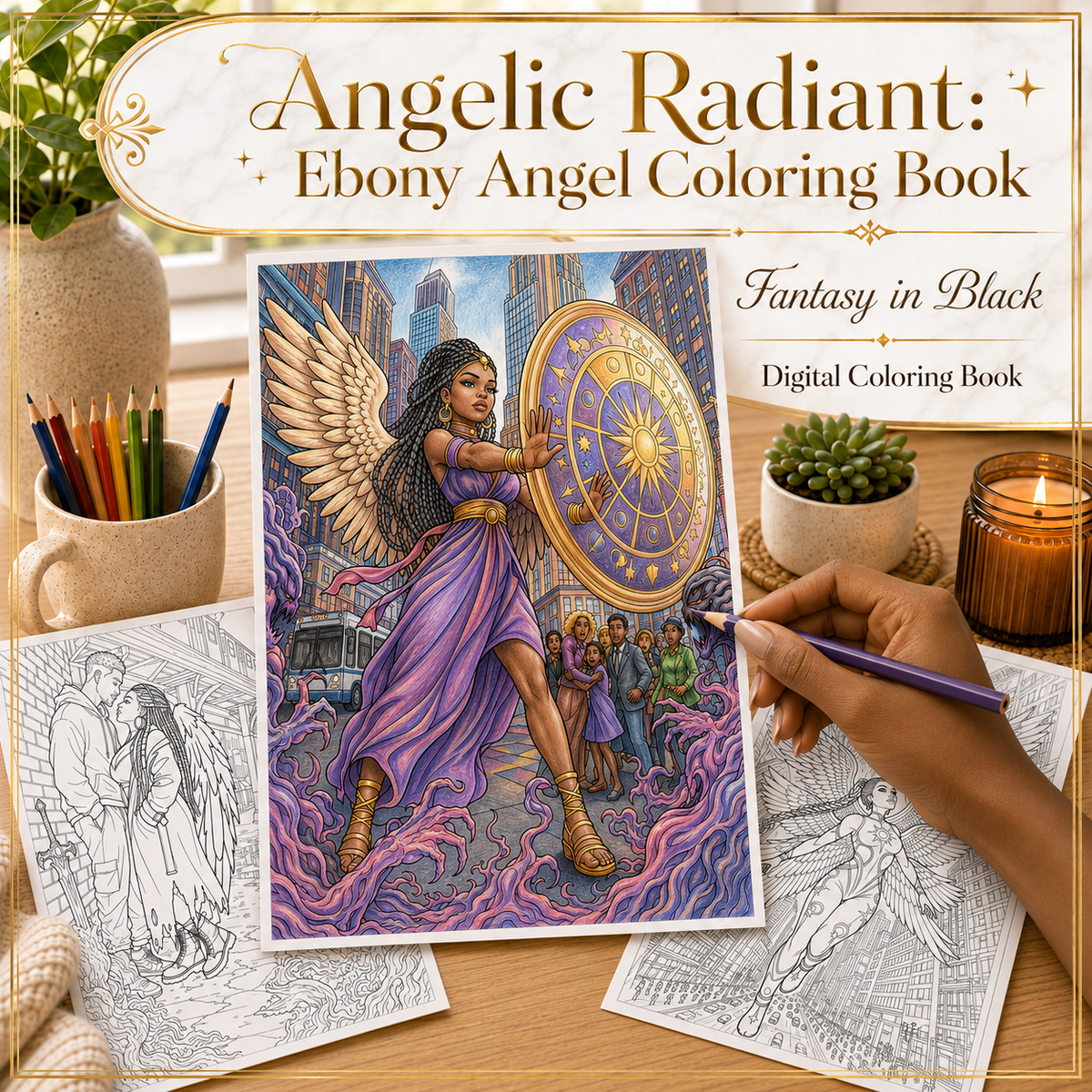 Angelic Radiant: Ebony Angel Coloring Book