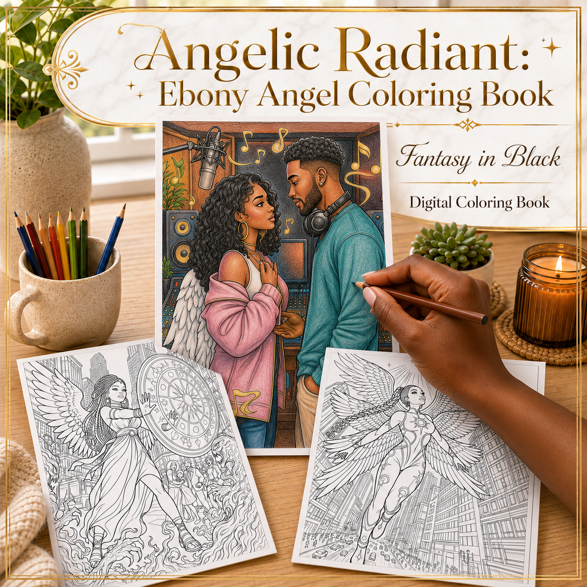 Angelic Radiant: Ebony Angel Coloring Book