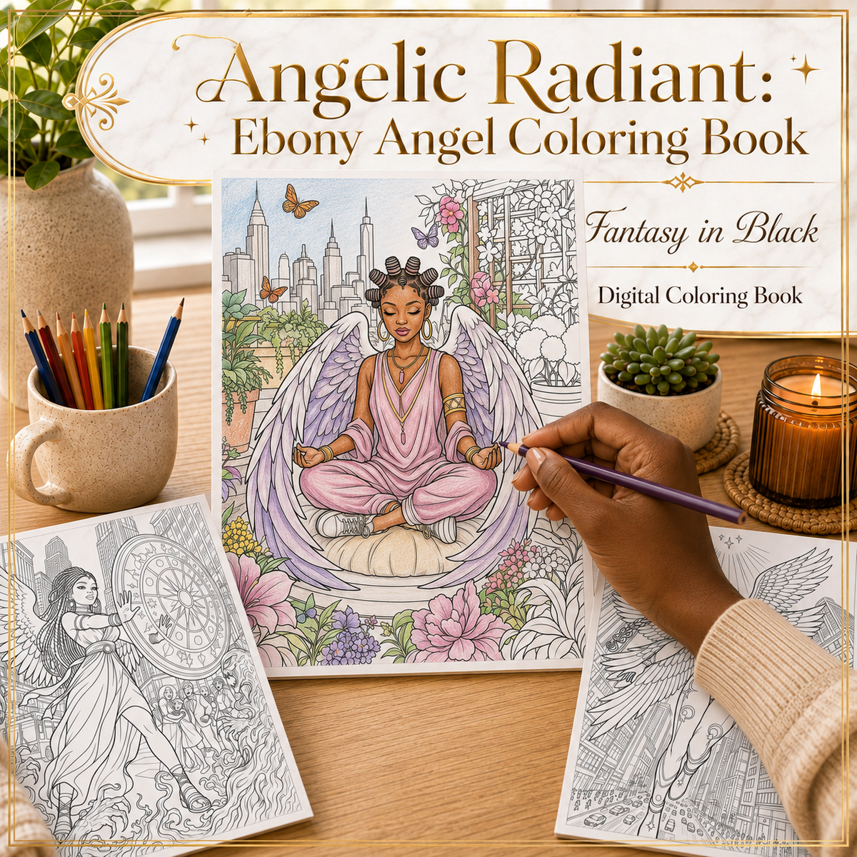 Angelic Radiant: Ebony Angel Coloring Book