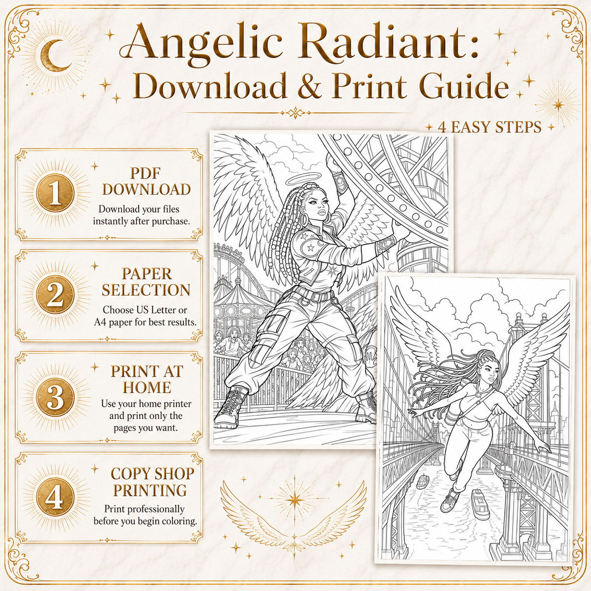 Angelic Radiant: Ebony Angel Coloring Book