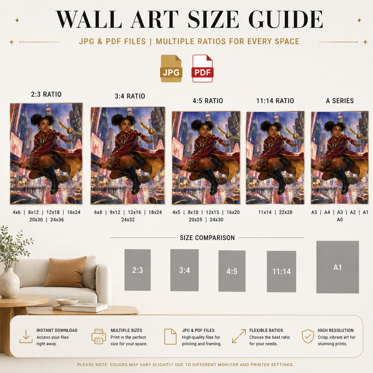 Magical Red Academy Black Woman Scholar with Time Square Magic – Watercolor Painting, image 3