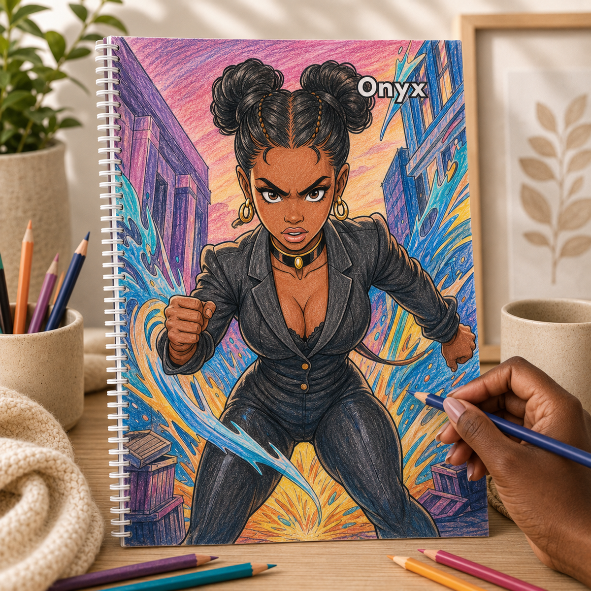 Fantasy In Black: Super Heroines and Villains Coloring Book, image 4