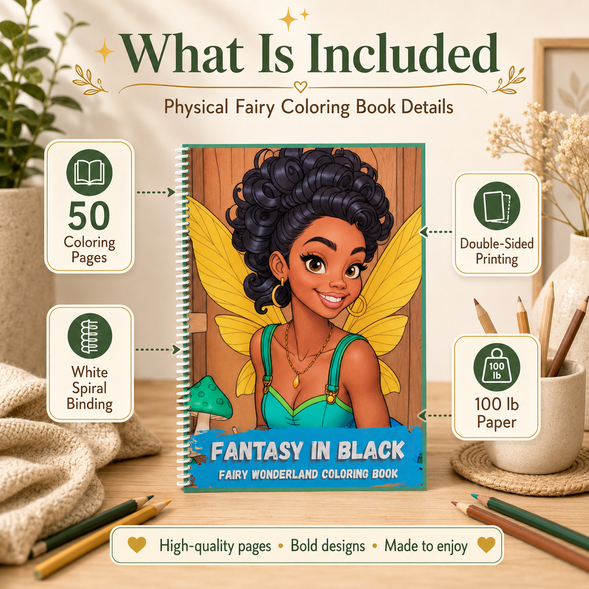 Fantasy In Black: Fairy Wonderland Coloring Book, image 5